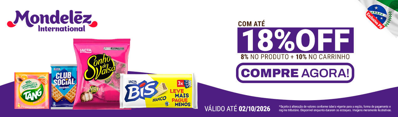 Linha Mondelez com 18% OFF*