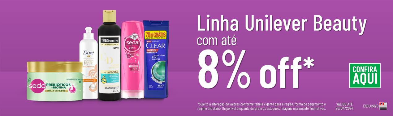 Linha Unilever Beauty com até 8% off*