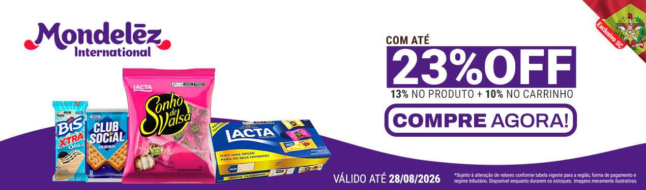 Linha Mondelez com 23% OFF*