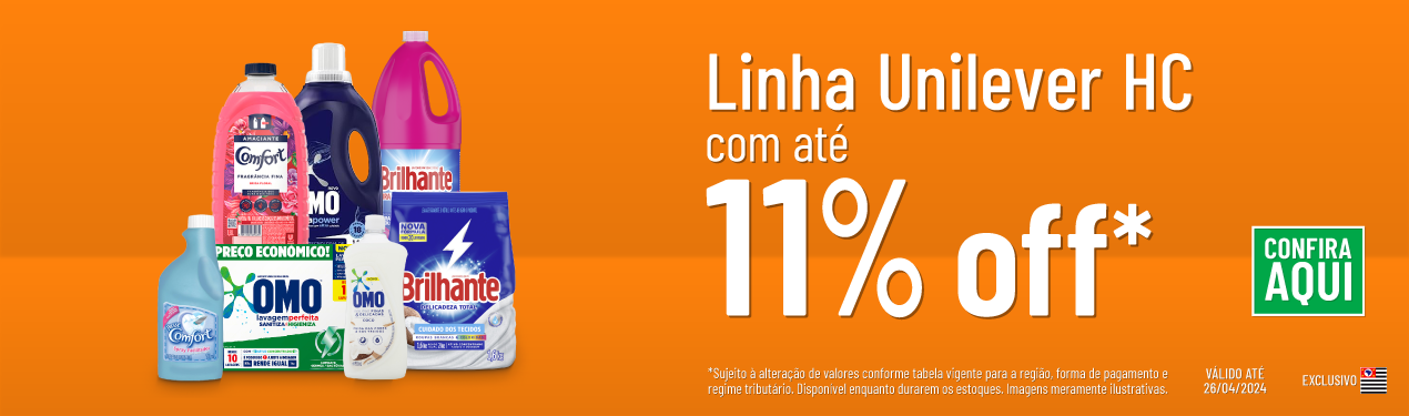 Linha Unilever HC com até 11% off*