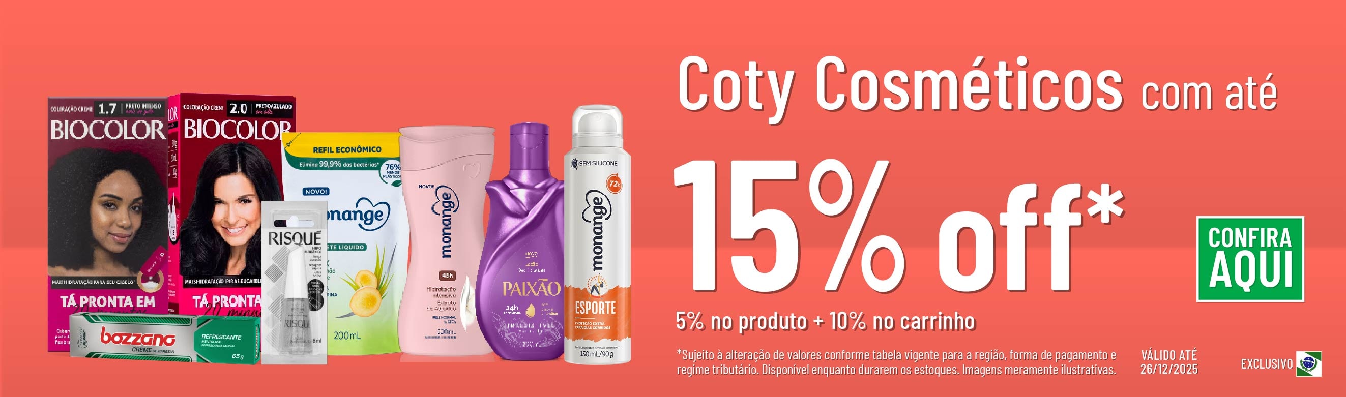 Linha Coty com 15% OFF*