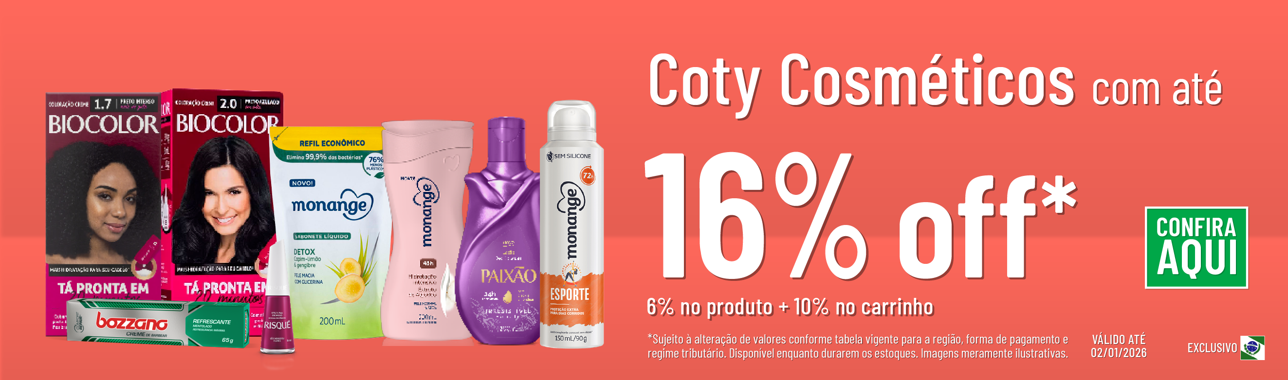 Linha Coty com 16% OFF*