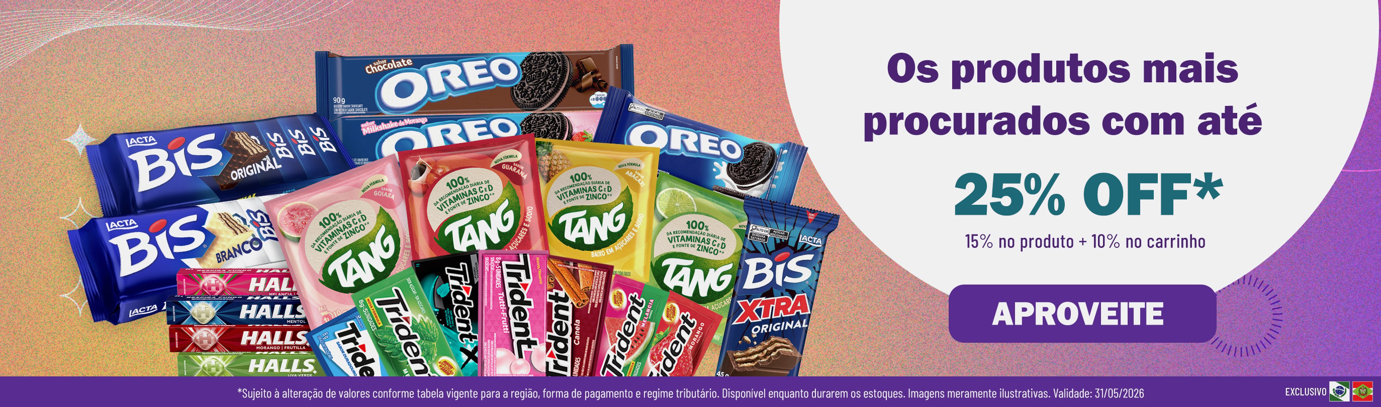 Linha Mondelez com 25% OFF*