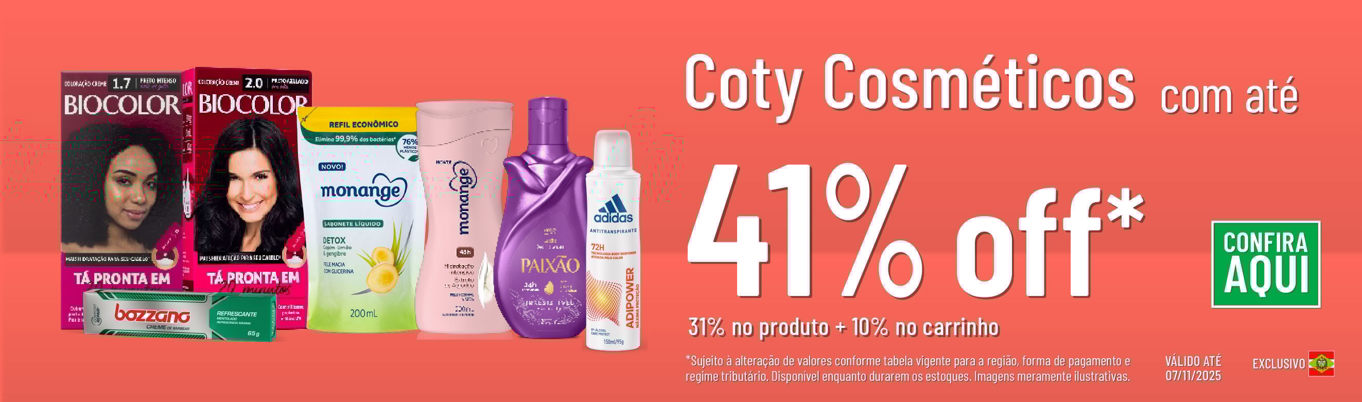 Linha Coty com 41% OFF*