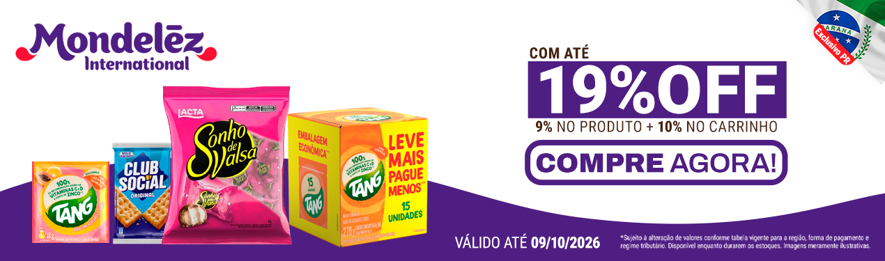 Linha Mondelez com 19% OFF*
