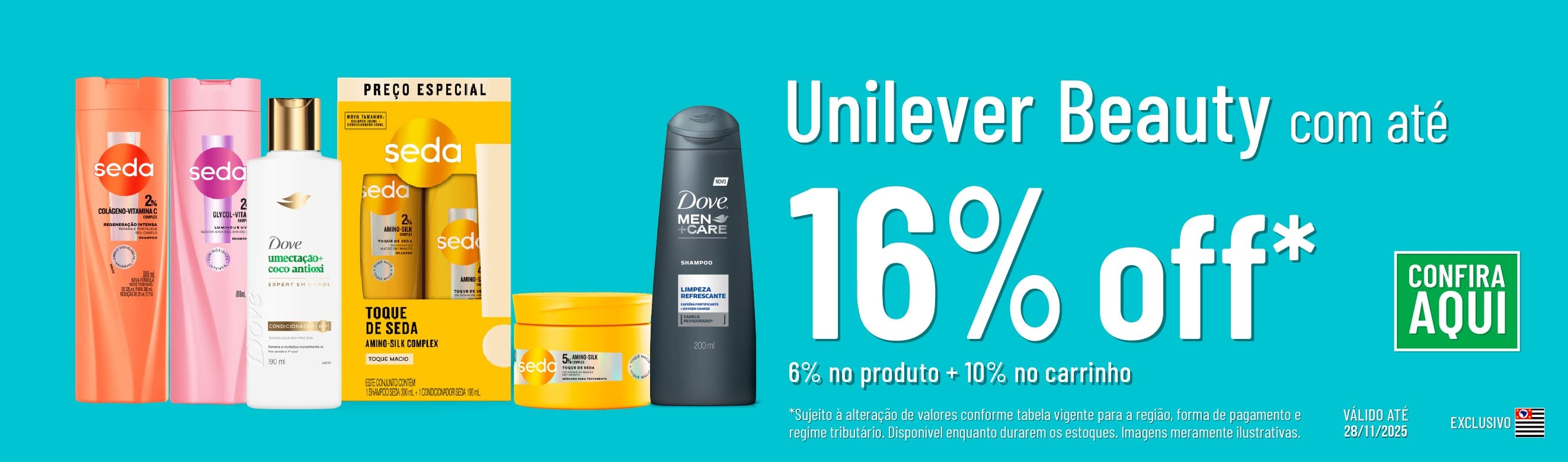Linha Unilever Beauty com 16% OFF*