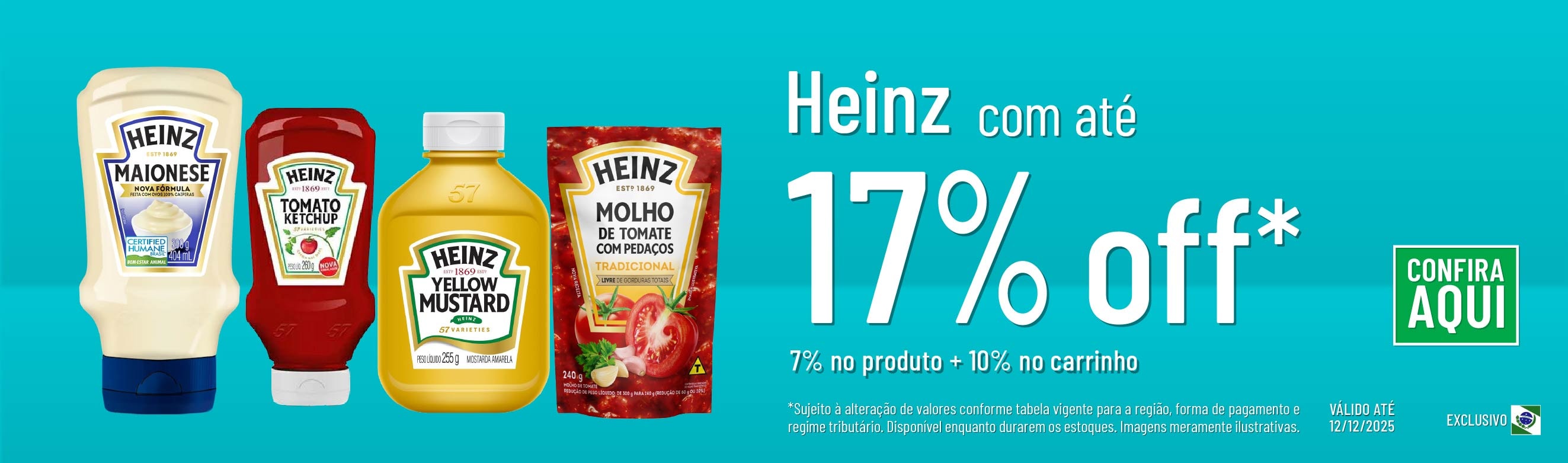 Linha Heinz com 107% OFF*