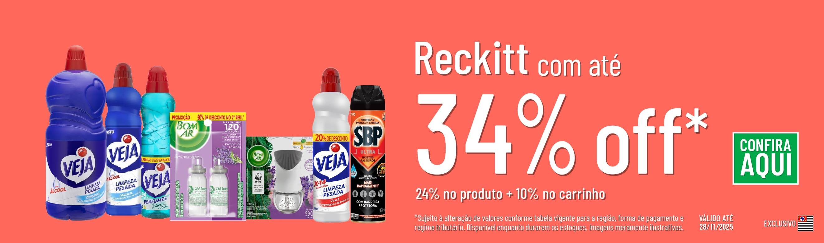Linha Reckitt com 34% OFF*