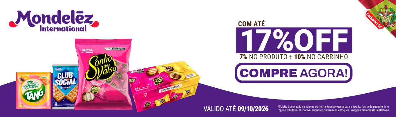 Linha Mondelez com 17% OFF*