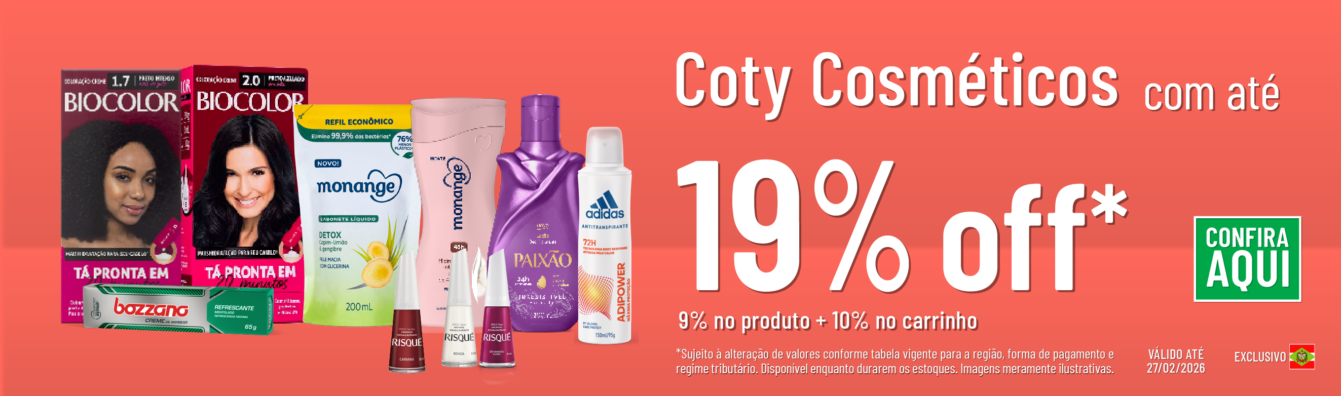Linha Coty com 19% OFF*