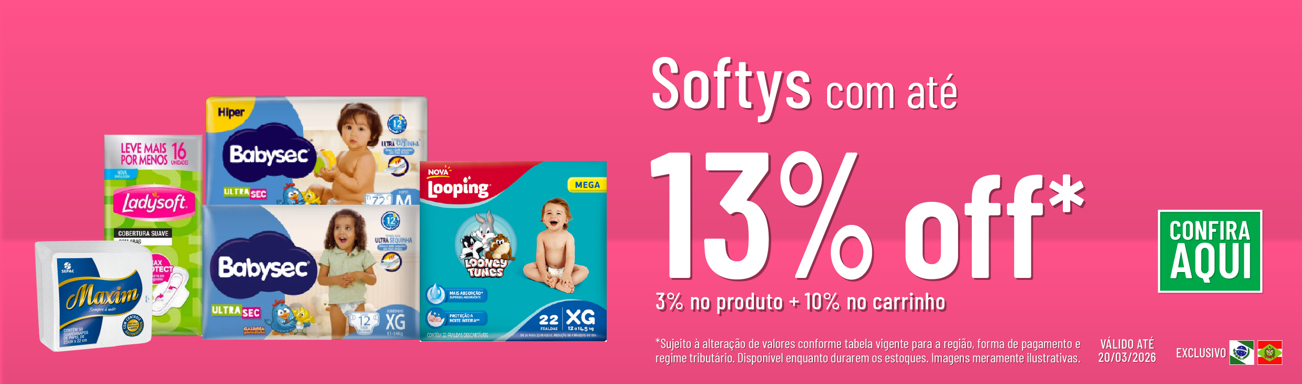 Linha Softys com 13% OFF*