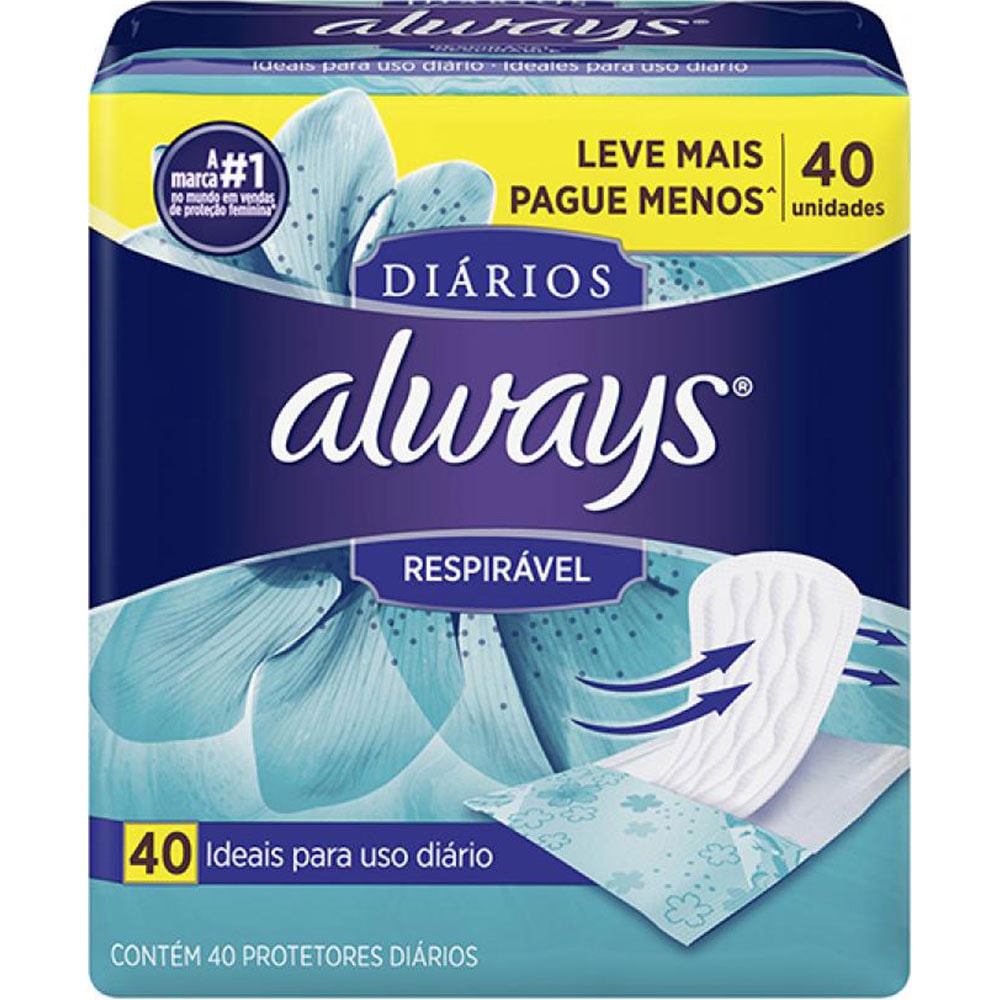 Absorvente Always Protetor Diário Respirável 40 unidades - Destro