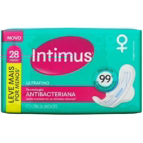 Absorvente Com Abas Intimus Ultrafino Antibacteriano 28 Unidades