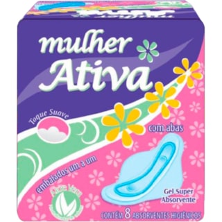Absorvente Com Abas Mulher Ativa Cobertura Seca 8Un