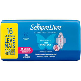 Absorvente Externo Sempre Livre Adapt Suave com Abas 16 Unidades