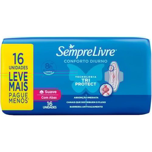 Absorvente Externo Sempre Livre Adapt Suave com Abas 16 Unidades