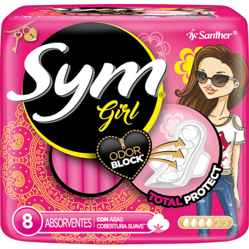 Absorvente Externo Sym Girl com Abas 8 Unidades