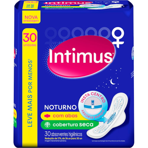 Absorvente Intimus Gel Noturno Cobertura Seca com Abas 30 unidades