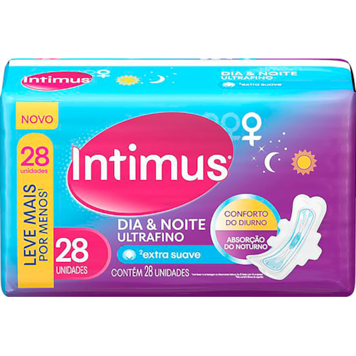 Absorvente Intimus Gel Suave Dia e Noite com Abas 28 unidades