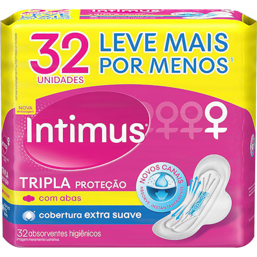 Absorvente Intimus Gel Tripla Proteção Suave Com Abas 32 unidades