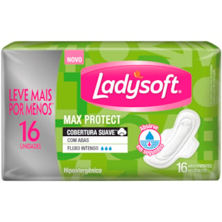 Absorvente Ladysoft Max Protect Cobertura Suave Com Abas 16Un