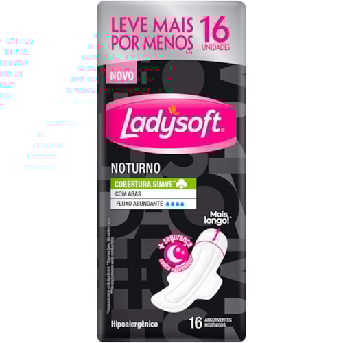 Absorvente Ladysoft Noturno Suave com Abas 16Un