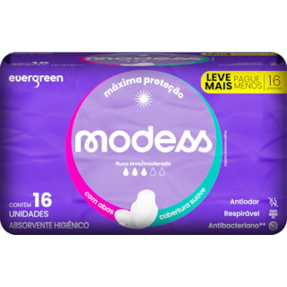 Absorvente Modess Cobertura Suave Com Abas 16Un Leve + Pague -