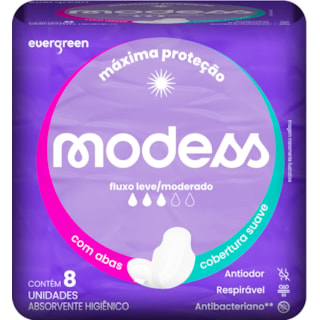 Absorvente Modess Cobertura Suave Com Abas 8Un