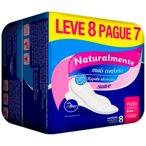 Absorvente Naturalmente Gel Com Abas Leve 8 Pague 7