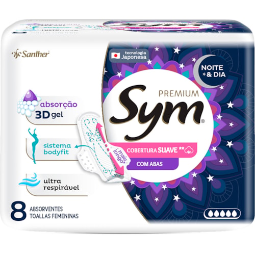 Absorvente Noturmo Sym Com Abas 8Un