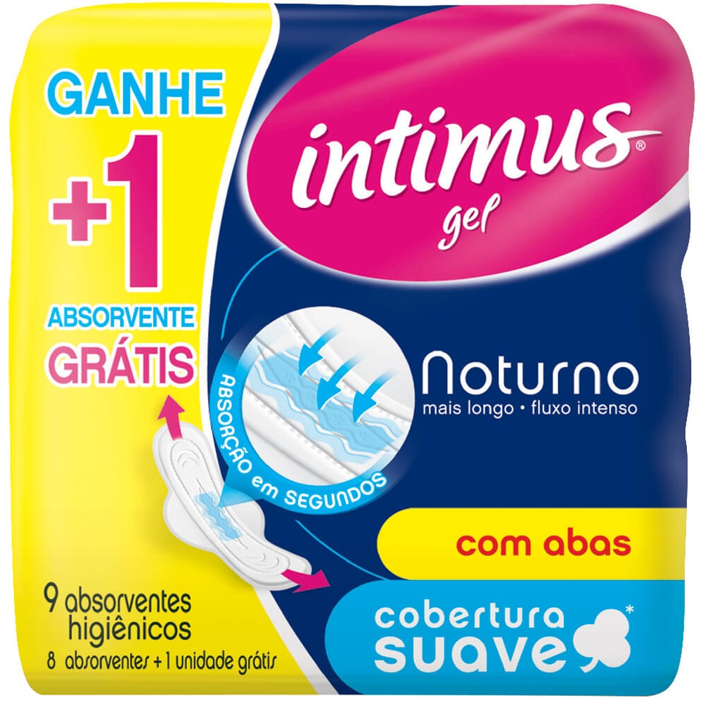 Absorvente Noturno Gel Intimus Suave Com Abas 9 unidades - Destro
