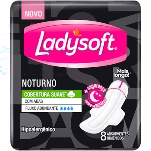 Absorvente Noturno Ladysoft Com Abas 8 Unidades