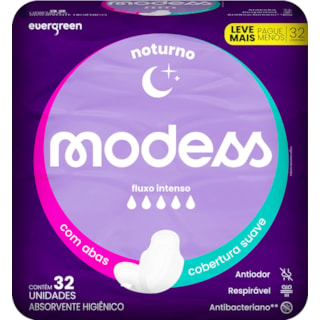 Absorvente Noturno Modess Cobertura Suave Com Abas 32Un Leve + Pague -