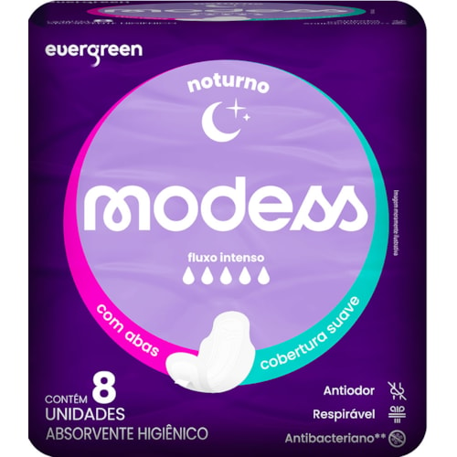 Absorvente Noturno Modess Cobertura Suave Com Abas 8Un