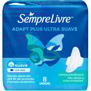 Absorvente Sempre Livre Adapt Noite e Dia Com Abas 8 unidades