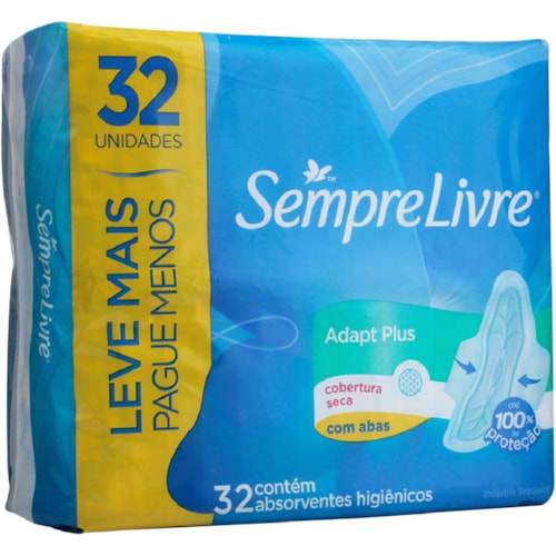 Absorvente Sempre Livre Adapt Plus com Abas 32 unidades