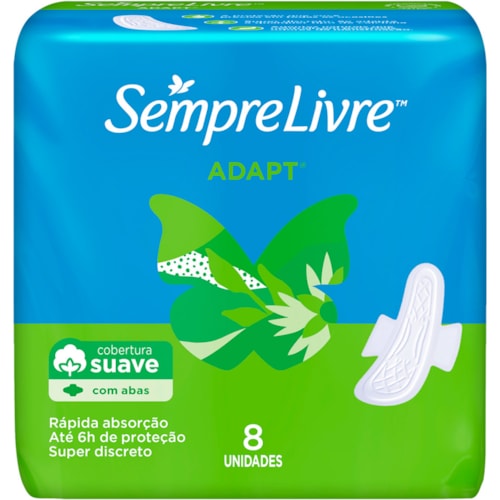 Absorvente Sempre Livre Adapt Suave Com Abas 8 unidades