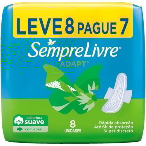 Absorvente Sempre Livre Adapt Suave Com Abas Leve 8 Pague 7 unidades