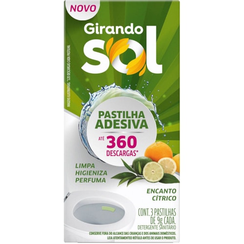 Adesivo Sanitário Girando Sol Cítrico Pastilha 3Un