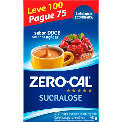 Adoçante em Pó Zero-Cal Sucralose Leve 100Un Pague 75Un