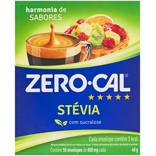 Adoçante Stevia Zero Cal Pó Sache 50x0,8g