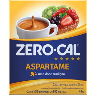 Adoçante Zero Cal Aspartame Pó Sache 50x 0,8g