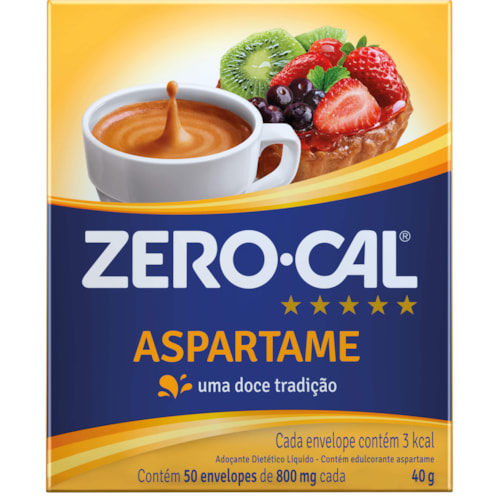 Adoçante Zero Cal Aspartame Pó Sache 50x 0,8g