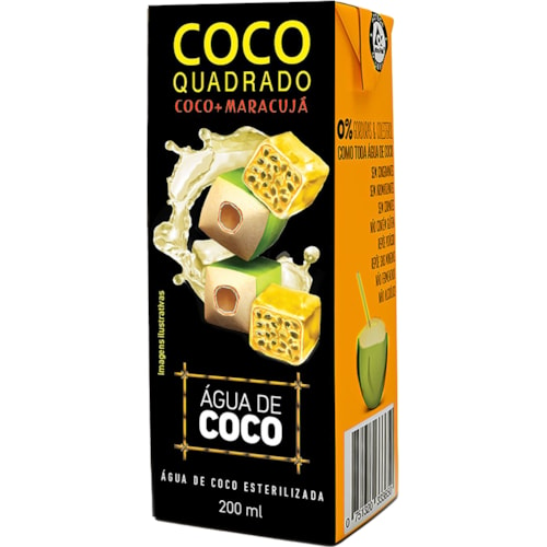 Água de Coco Quadrado Sabor Maracujá 200ml - Destro