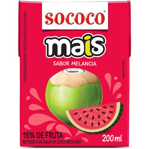 Água de Coco Sococo Sabor Melancia 200ml