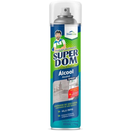 Álcool De Limpeza Aerossol Super Dom 66,6 INPM 400ml