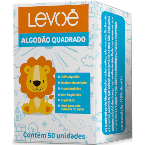 Algodão Levoe Baby Quadrado 50Un