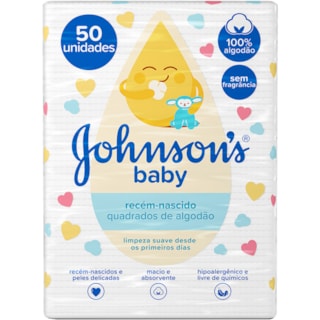 Algodão Quadrado Johnson's Baby Recém Nascidos 50Un