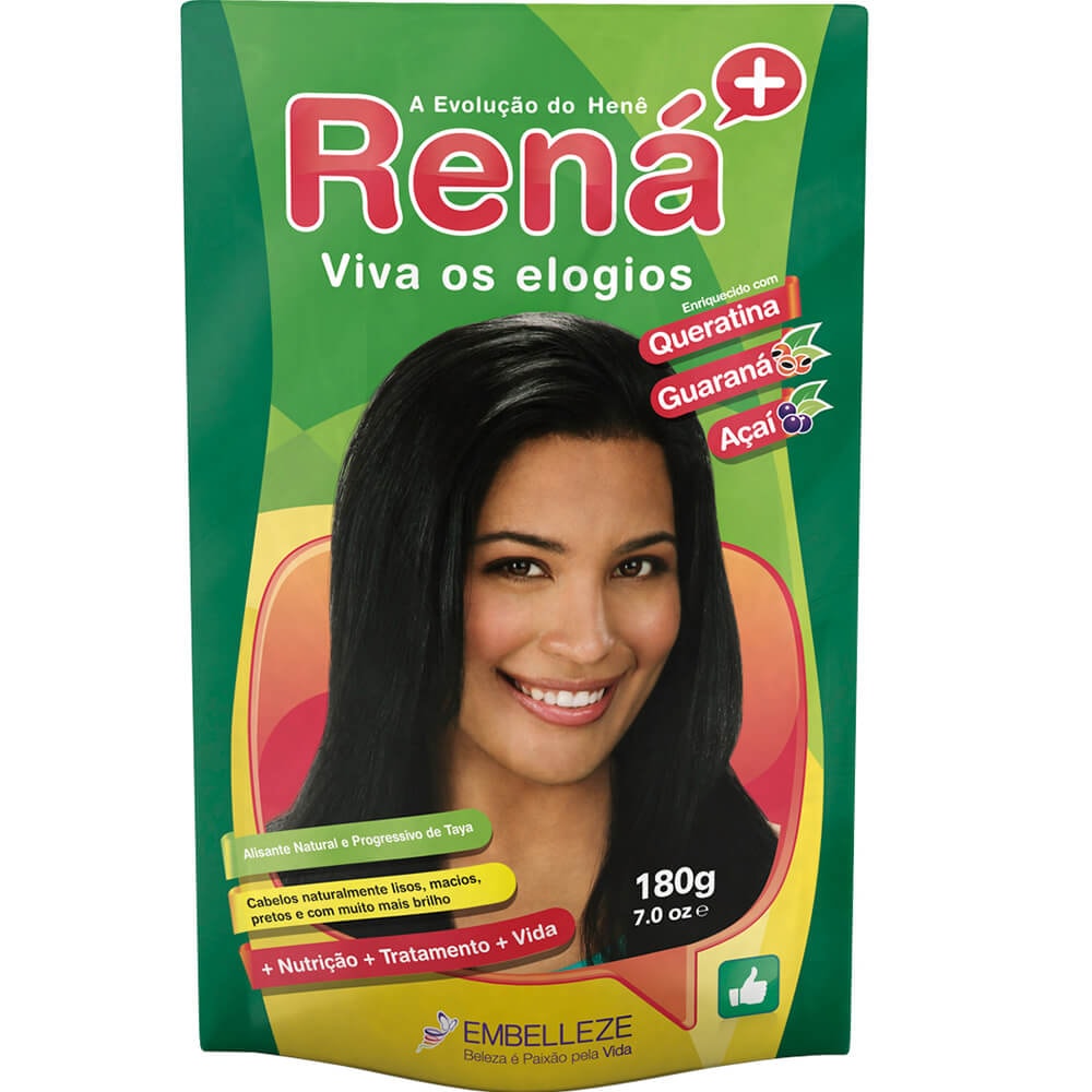 Rene Rena Alisante Rená Capilar Henê Gel Preto Natural 180g - Destro