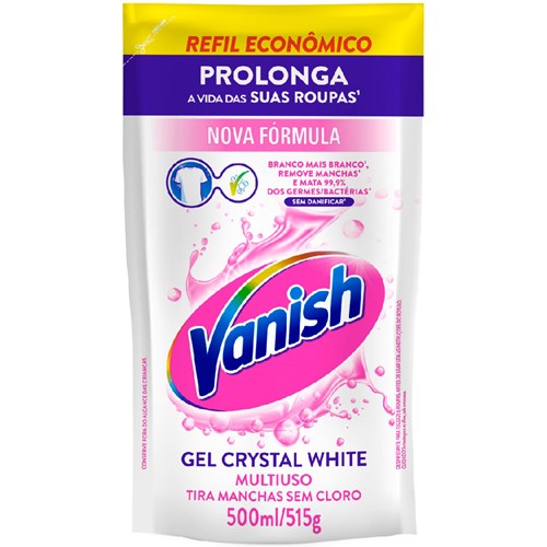 Alvejante Vanish Gel Crystal White Sachê 500ml Refil Econômico